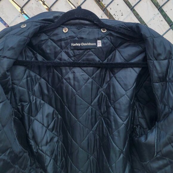 Vintage 1970s Harley Davidson Leather Motorcycle Jacket Men 44 Wool Lining Black - Picture 12 of 16